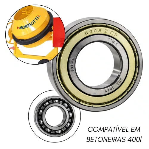 Rolamento Esfera Radial 6205 Z para Betoneira 400 L 25x52x15