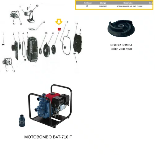 Rotor para Motobomba B4T-710 FE Branco Original