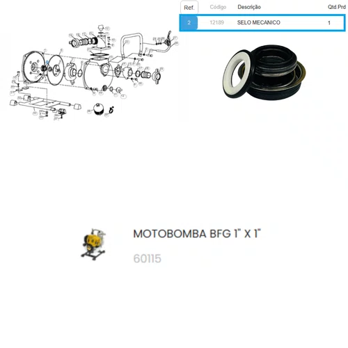 Selo Mecânico da Motobomba BFG 1"X1" Buffalo Original