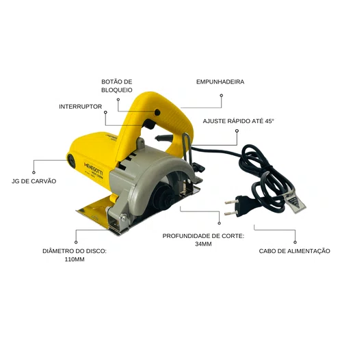 Serra Mármore Makita 1300w Amarela 110mm 220v Menegotti