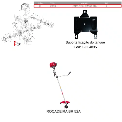 Suporte Fixação do Tanque para Roçadeira BR52 A - Branco