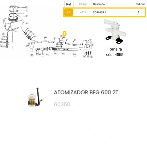 Torneira do Atomizador BFG 600 2T Buffalo Original 4855