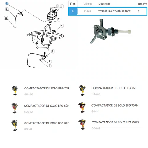 Torneira De Combustivel Compactador BFG 60/75 Buffalo 13167