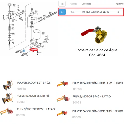 Torneira para Pulverizadores BF22/ 45 - Buffalo Original