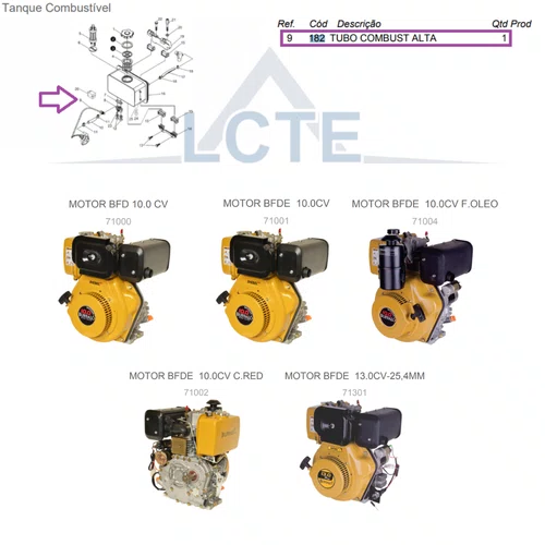 Tubo de Combustivel Alta Pressão Motor BFD10/13 Buffalo