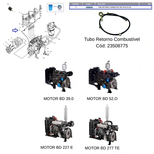Tubo de Combustível para Motor BD 227E - Branco