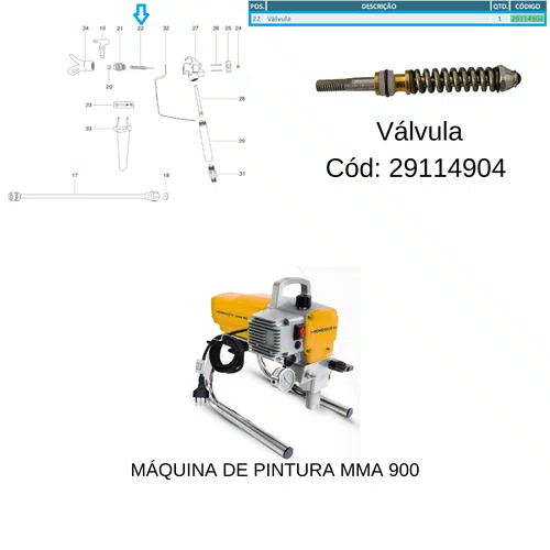 Válvula para Máquina de Pintura MMA 900 Menegotti Original