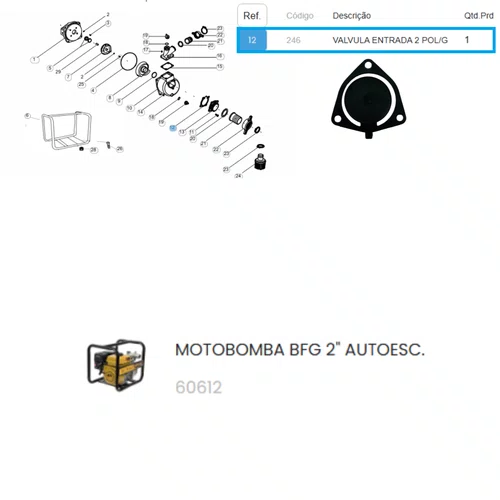 Válvula Entrada para Motobomba BFG2"  Autoescorvante Buffalo
