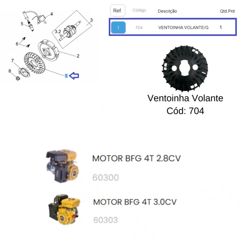 Ventoinha do Volante para Motor 2.8/3.0HP Buffalo Original