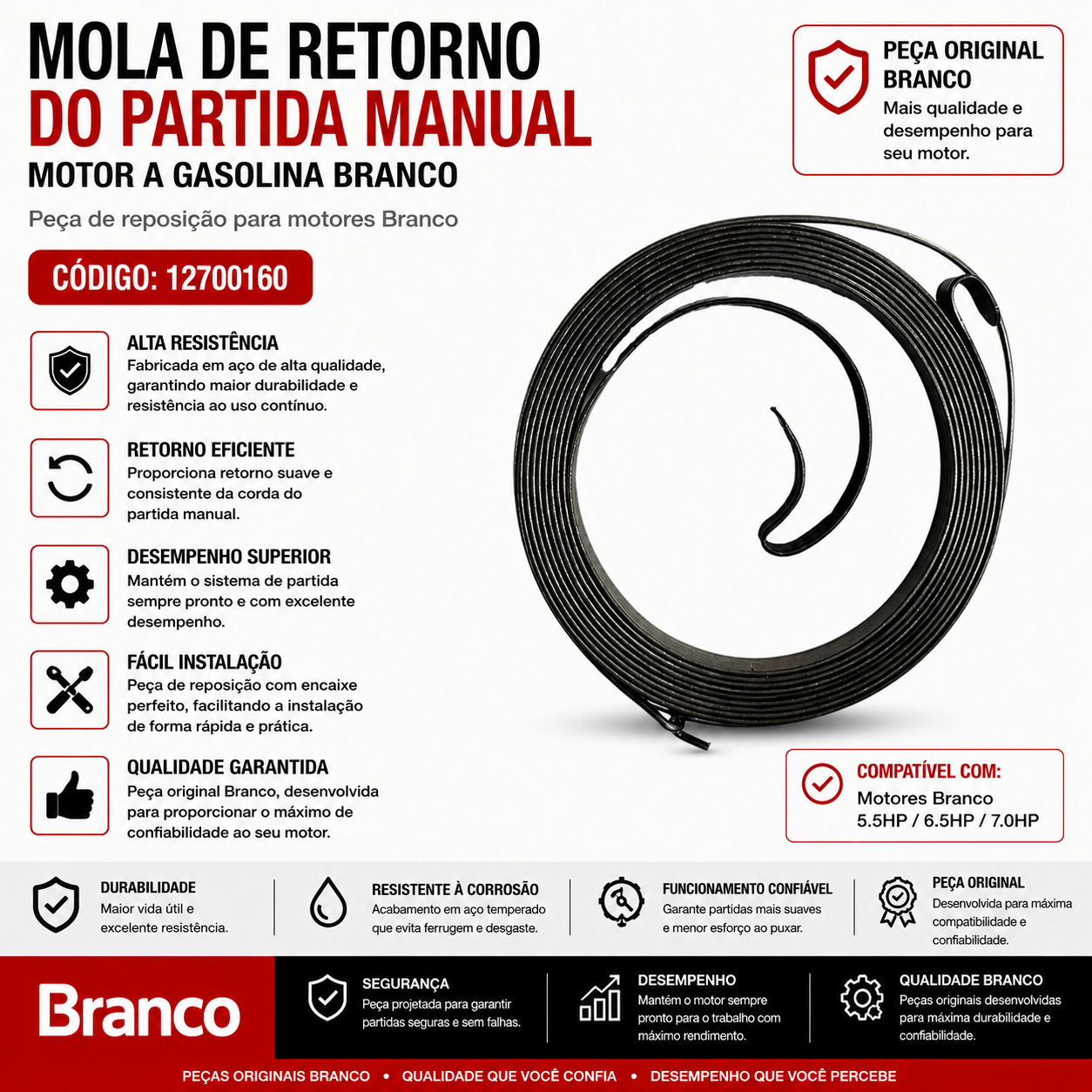 Mola Retrátil 6X0,7mm Do Motor B4T 2.8/3.0hp Branco 10811520 Cor:Única;Tamanho:Único