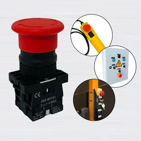 Botão de Emergência Vermelho TEC100 para Guincho e Talha