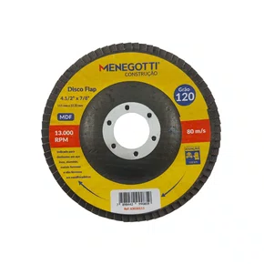 Disco Flap 4.1/2" Grão 120 Menegotti para Aços e Metais