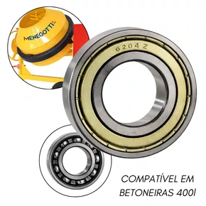 Rolamento Esfera Carga Radial Ref: 6204Z para Betoneira 400L